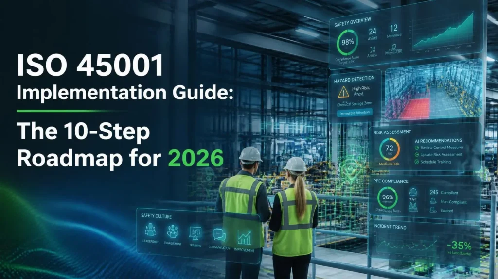 ISO 45001 10-step implementation roadmap diagram