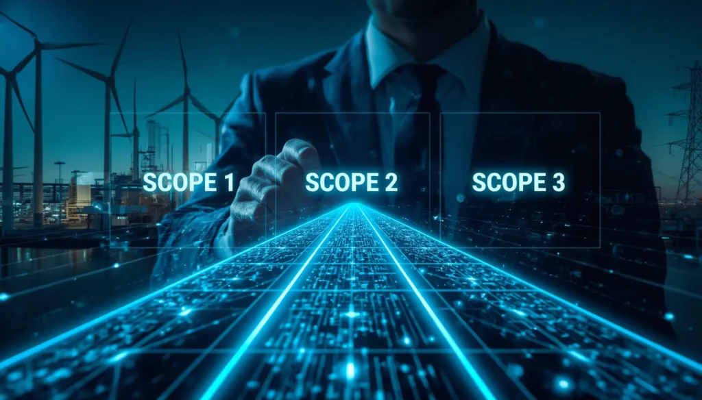GHG Protocol scopes explained — one tonne of emissions reported by three companies logo